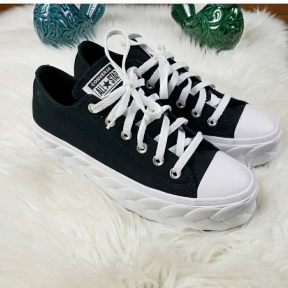 Converse Black and White Platform Low Top Sneakers